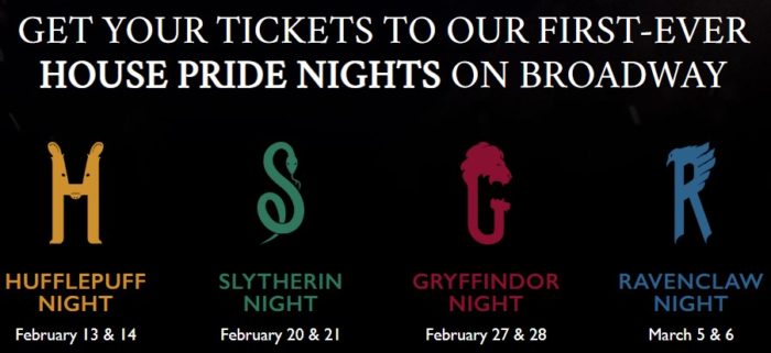 Cursed Child Broadway: la fête des maisons arrive!