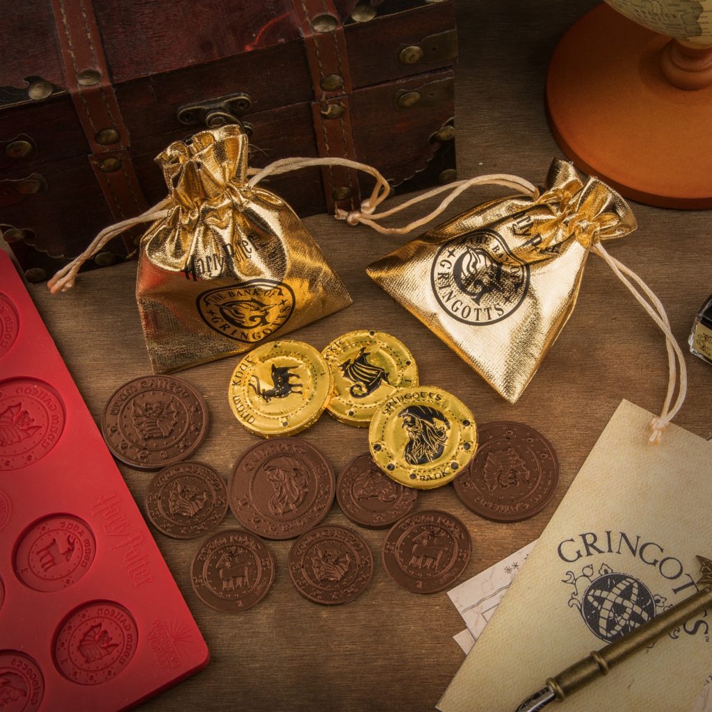 Gallions de Gringotts en chocolat avec bourses dorées par Cinéréplicas