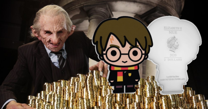 Des pièces de monnaie chibi Harry Potter en Nouvelle-Zélande.