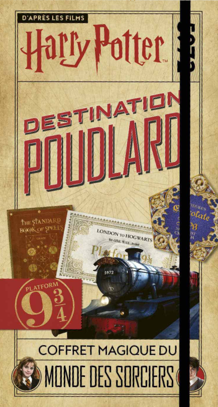 Couverture de "Destination Poudlard" coffret-livre dérivé Harry Potter aux éditions Gallimard Jeunesse