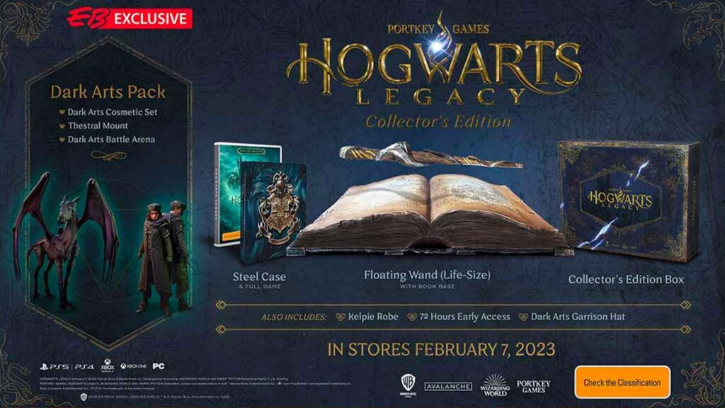 Edition Collector de Harry Potter Hogwarts Legacy : L'Héritage de Poudlard, avec baguette en lévitation et livre